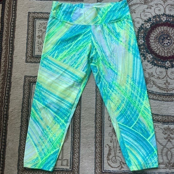 CALVIN Klein 3/4 length green funky tights size m - Picture 2 of 4